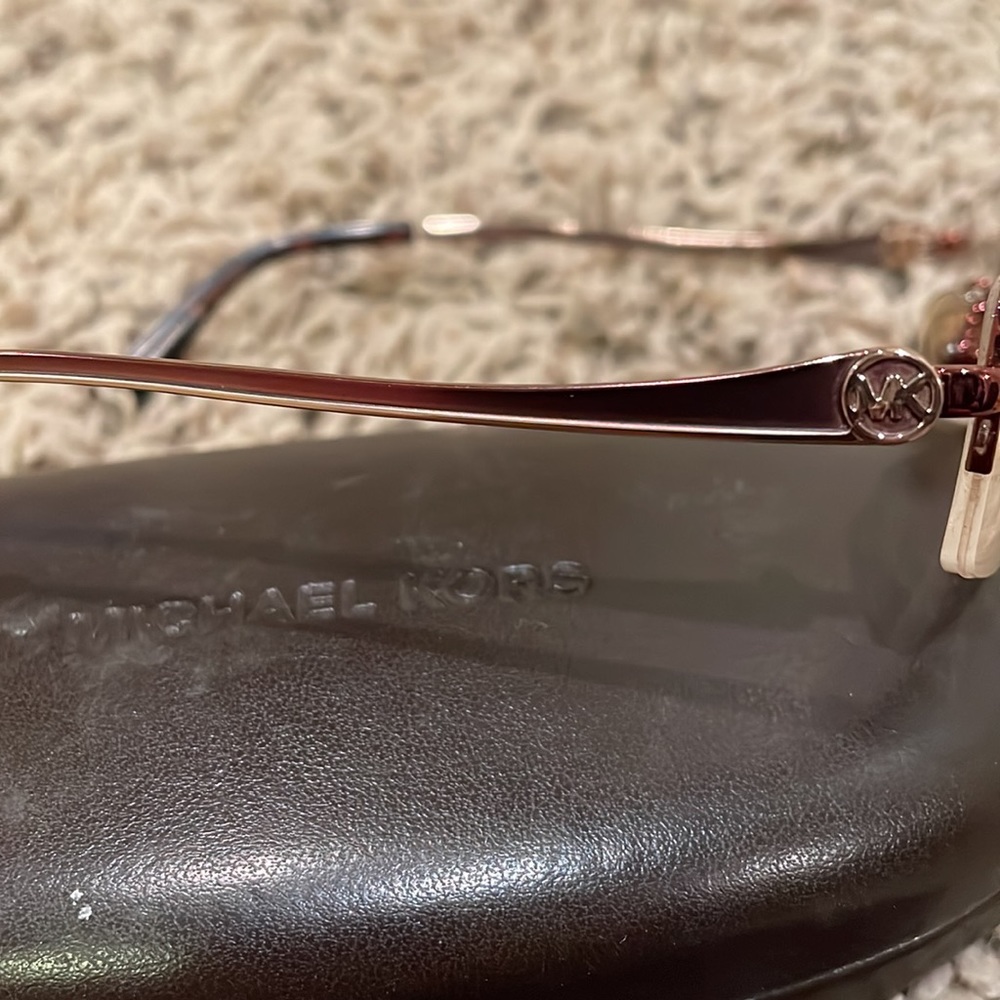 Michael Kors copper/tortoise half-frame eyeglasses with case and cleaning cloth - Picture 4 of 13